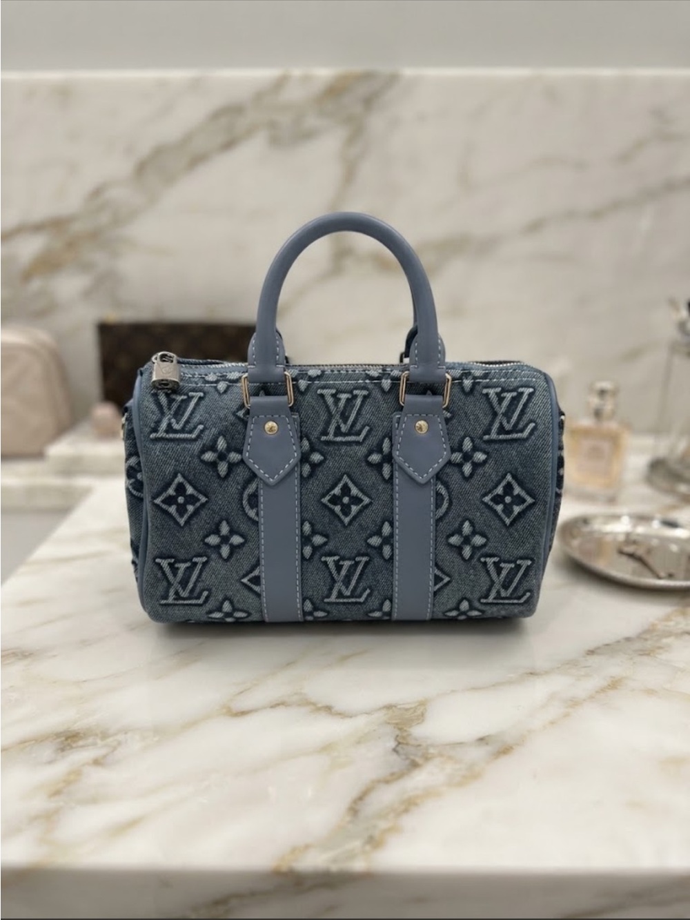 Blue Denim Mono Handbag